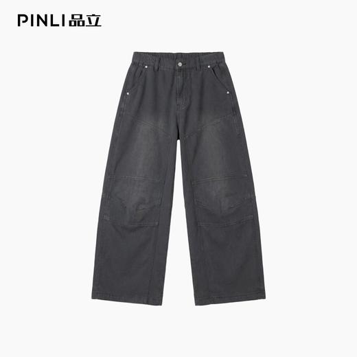 PINLI品立2026春季新款男士宽松阔腿裤水洗直筒休闲牛仔长裤潮牌GD262116018 商品图3