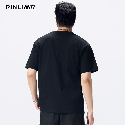 PINLI品立2026夏季新款青年十字架撞色贴布圆领短袖T恤上衣潮牌男BG262111013 商品图2