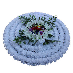纯白+纯白+纯白+纯白仿真花圈1.3米绢花圈假花圈白事用菊花殡仪馆装饰花祭祀祭奠陵园