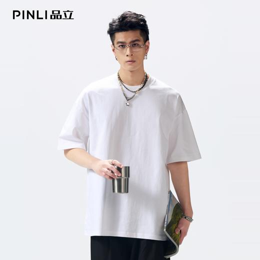 PINLI品立2026夏季新款男士重磅厚版宽松圆领落肩袖短袖T恤上衣潮GD262111031 商品图2