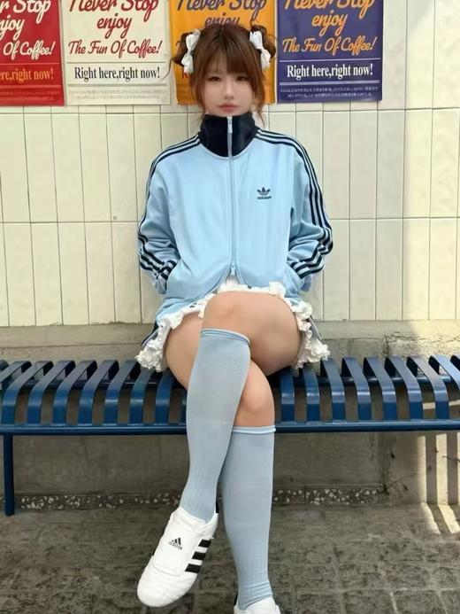 F031053条纹立领蓝色拉链长袖修身夹克外套男女同款 商品图3