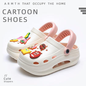 【两种穿法❗减震防滑】海绵宝宝厚底洞洞鞋女款新款防滑沙滩增高包头凉鞋拖鞋女夏季外穿。xa