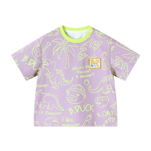 [冰感速干]bduck小黄鸭童装男童T恤短袖夏装宝宝半袖儿童恐龙上衣90-150 BF2701024 商品图3