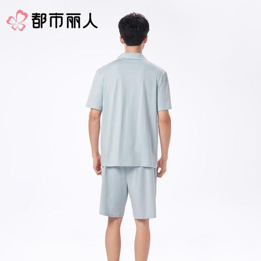 都市丽人睡衣男士睡衣薄家居服单面无尘棉睡衣男士无尘棉短袖套装男装短裤FHC0B8 商品图4