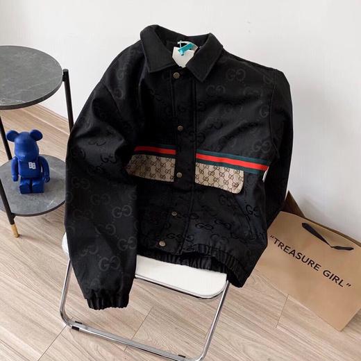 F031010复古拼接双G提花满印logo拉链帅气百搭翻领开衫外套 商品图3