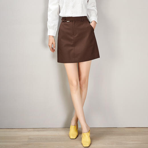剩S/M/L 芳外春季新款纯色简约A字半身裙显腿长通勤百搭OL风短裙1370 商品图2