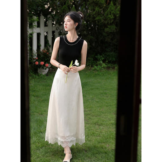 鹿向南「鎏光梦境」米白色半身裙春季新款时尚蕾丝裙摆A字长裙女 商品图1