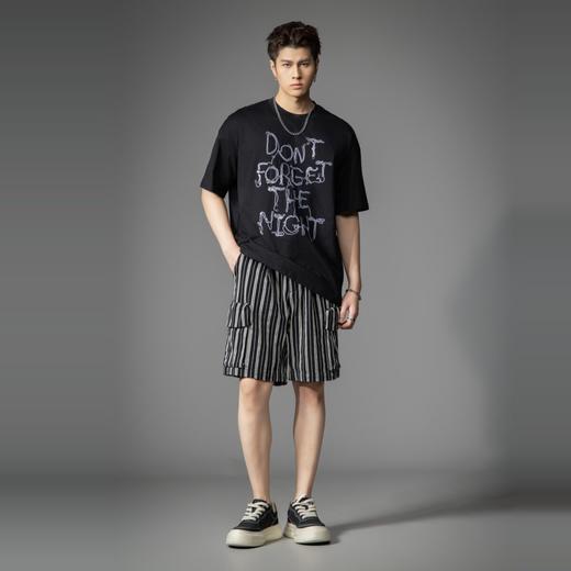 PINLI品立2026春季新款男士潮牌圆领落肩袖字母绣花短袖T恤上衣潮B262111010 商品图4