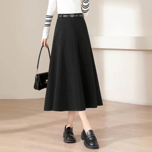 「自」全新升级【铂金会员146/天猫199/差价53】(51203)洛诗琳配腰带亮丝西装半身裙2026春季新款高腰显瘦中长A字裙 商品图2