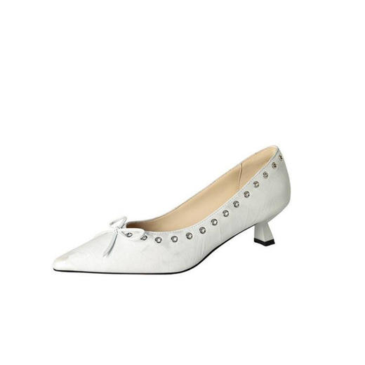 【预售5天】设计感小众铆钉浅口单鞋法式通勤蝴蝶结显瘦尖头小跟鞋DB&M6696 商品图4