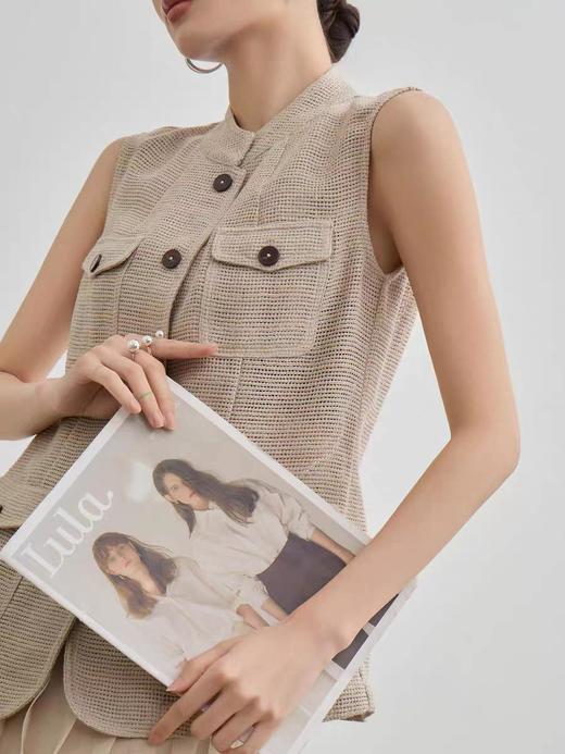 旧巷|老钱收腰贴袋亚麻马甲 商品图2