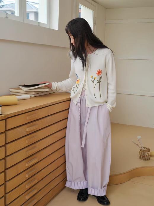 nothe Case布然/NC261817/「青瓜铃兰」翻边拼色抗皱微弯刀阔腿裤 商品图3