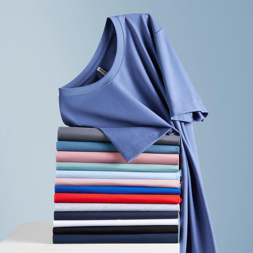 190g男女同款柔软舒适耐磨纯色圆领短袖上衣   XYD-9101 商品图0