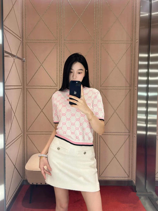 古驰嵌花圆领针织短袖 商品图2