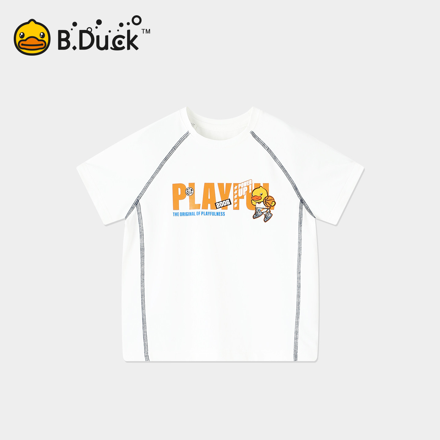 [速干]bduck小黄鸭童装男童短袖儿童吸湿排汗运动上衣夏款透气T恤110-160 BF2701040