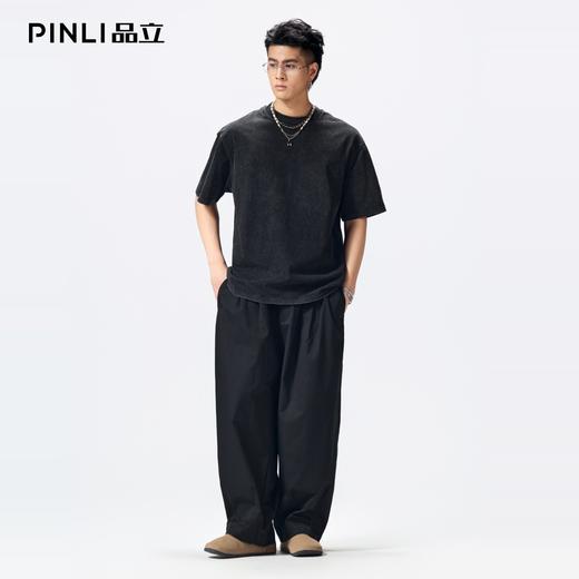 PINLI品立2026夏季男装新款圆领水洗炒雪花重磅纯棉短袖t恤男潮牌GD262111022 商品图1