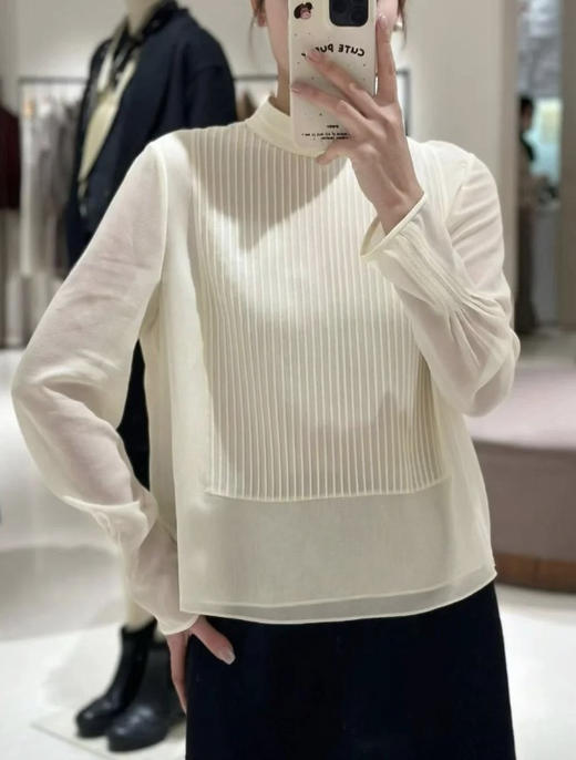 310-4 渠道圆正 小禾爆款 真丝乔其 小立领 塔可边 花苞绣 精致气质衬衫 从春穿到夏 自留XL 商品图7