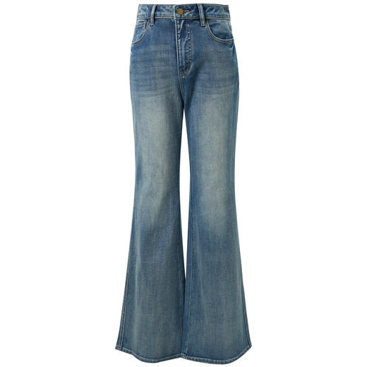 三彩2026夏季新款休闲牛仔裤高腰长裤简约复古水洗喇叭裤微喇裤M 商品图4