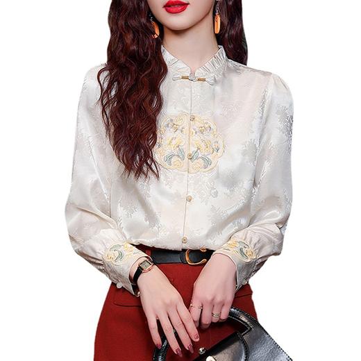 新中式国风刺绣衬衫 春夏轻奢复古感衬衣洋气小众上衣 商品图4
