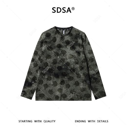 26T120SDSA男装2026新款高贵轻奢时尚扎染植绒花卉圆领长袖T恤百搭简约 商品图1