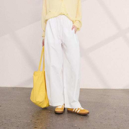 【匹马棉】三彩2026夏季新款休闲裤高腰宽松白色气球裤长裤M 商品图1