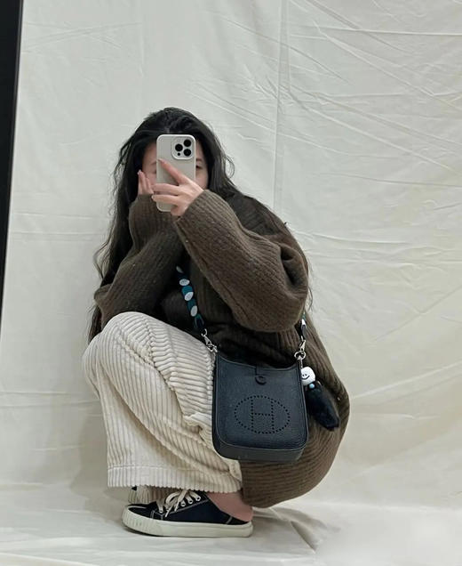 爱马仕 伊芙琳 黑色 银扣 mini togo皮 斜挎包 商品图2