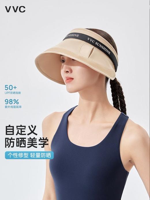 【全脸防晒❗透气不闷热】夏季insVVC遮阳黑胶帽韩版空顶防晒帽网红大檐女草帽时尚发箍太阳帽。xa 商品图0
