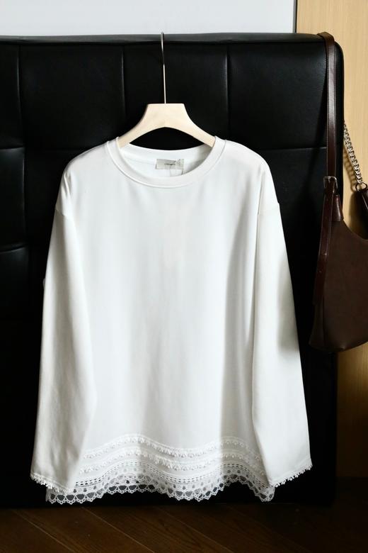 被问爆的叠穿神器｜白色蕾丝内搭宽松长袖打底T恤 商品图8
