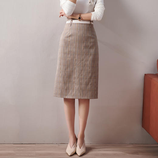 剩S/M/L 米思阳新款腰带扣设计感西装裙小清新高腰半截裙8T21AI0114 商品图1