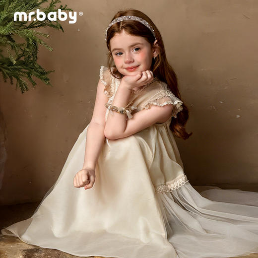 mr.baby26春夏女童甜美飞飞袖蕾丝花边天丝莱赛尔连衣裙公主裙 商品图1