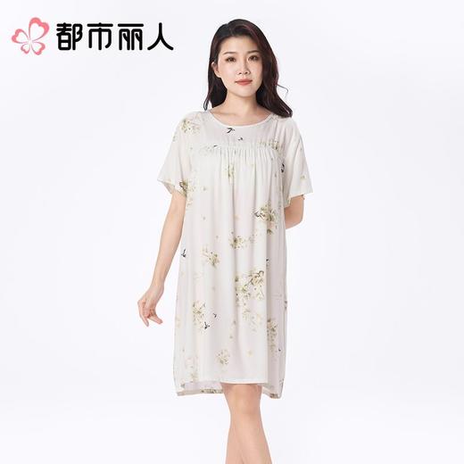 都市丽人睡衣女士睡衣薄家居服绵绸睡衣女士梭织棉短袖裙女装睡裙LHC6B3 商品图1