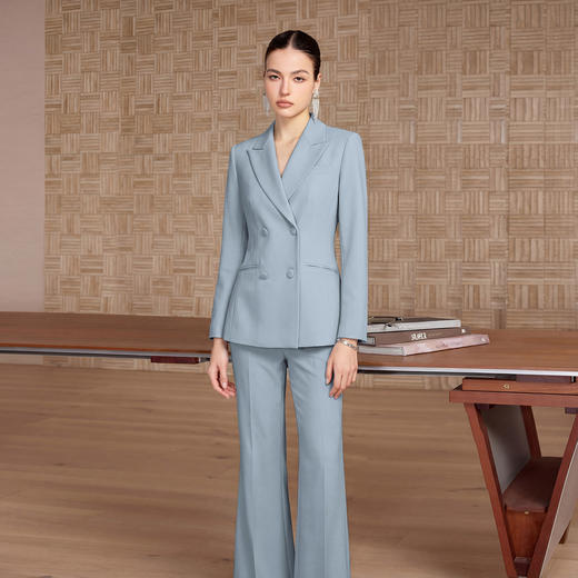 IWY/轻熟简约风雾霾蓝双排扣西装套装女高级感通勤职业装两件套CP2752 商品图2