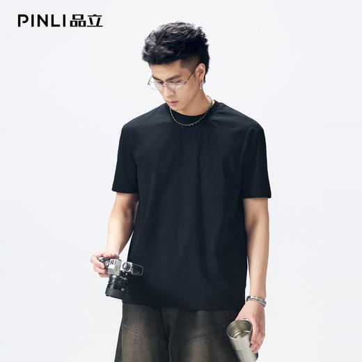 PINLI品立2026夏季新款男圆领落肩袖索罗娜凉感抑菌短袖T恤上衣潮GD262111026 商品图0