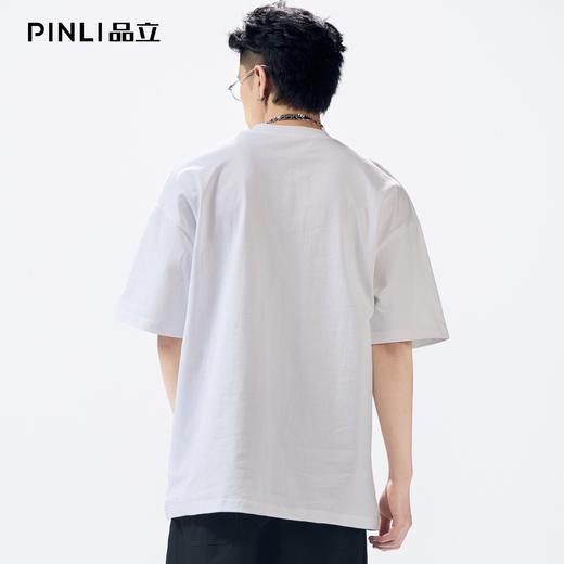 PINLI品立2026夏季新款男士重磅厚版宽松圆领落肩袖短袖T恤上衣潮GD262111031 商品图3