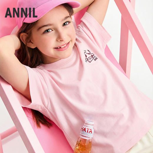 女童圆领短袖针织衫夏季新款安奈儿童装EG621761 商品图1