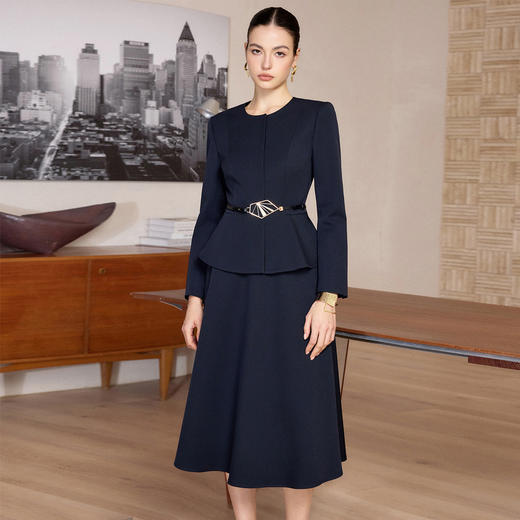 IWY/高端藏青色西装套裙女2026春季新款正式场合职业裙装工作服CS2733 商品图3