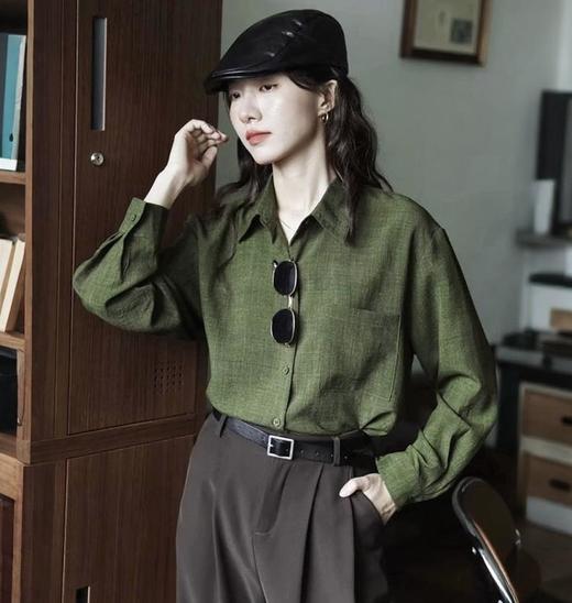 【你好白啊！一眼入迷的绿 复古仙踪衬衫】宽松垂顺，轻薄舒适柔软，百搭文艺复古风! 商品图1