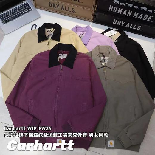 F031012宽松拉链下摆螺纹男女同款软化细腻帆布质感工装克外套 商品图0