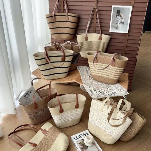 【夏风撞进草编里！49元带走超大容量草编包包】不同花纹 天然纸草材质 软韧有筋骨 商品图5