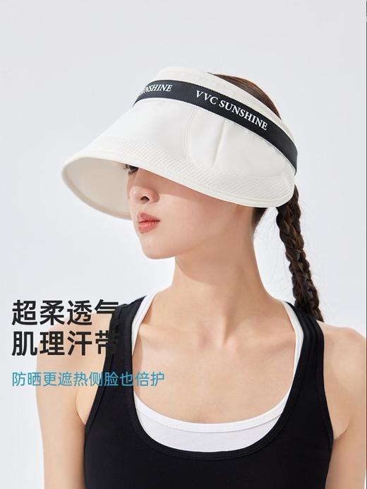 【全脸防晒❗透气不闷热】夏季insVVC遮阳黑胶帽韩版空顶防晒帽网红大檐女草帽时尚发箍太阳帽。xa 商品图2