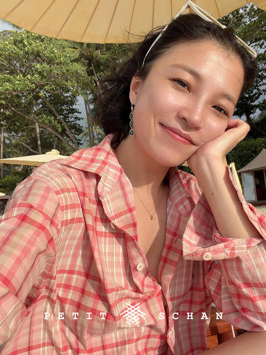 Petit Schan小闪 CLO#1071 Unexpected 粉了个绿 新疆长绒棉桑蚕丝色织格纹休闲长袖衬衫 商品图5