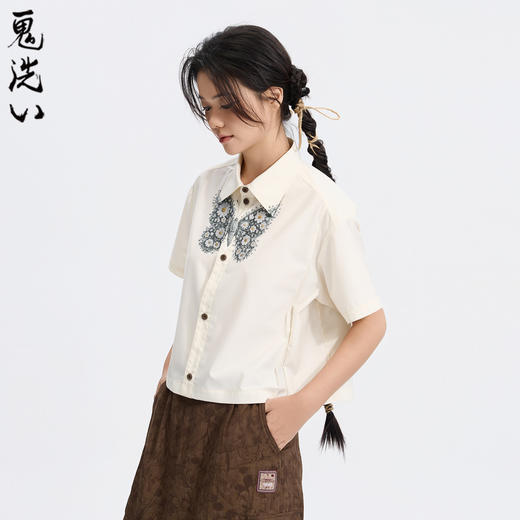 ONIARAI/鬼洗26春夏新黑标石器时代蝴蝶前褶休闲半截衬衫 A740006 商品图1