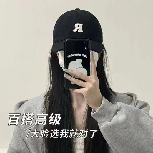 【透气不闷❗大头可带】R标咖啡色棒球帽女大头围新款显脸小百搭运动帽子男ins鸭舌帽潮帽。xa 商品图3