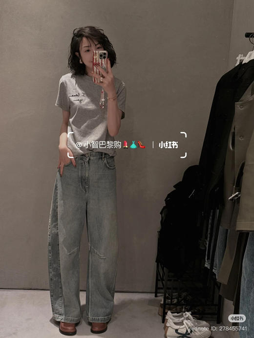 310-11 预售10天发 独家圆正 lew 26ss 区域限定绣花 灰色圆领短袖T恤 我穿XL 商品图4