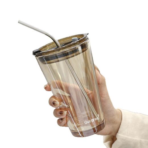 【高硼硅玻璃❗不锈钢吸管】北极光吸管玻璃杯ins带盖双饮奶茶杯水杯。xa 商品图4