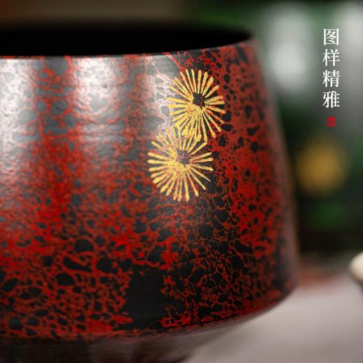 漆器建水/高档茶洗老铁大漆建水中式茶渣桶干泡废水缸泡茶配件复古水方水盂 商品图2