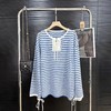 F031004清新蔚蓝色~2026早春度假条纹针织衫宽松透气防晒罩衫航海风长袖上衣 商品缩略图10