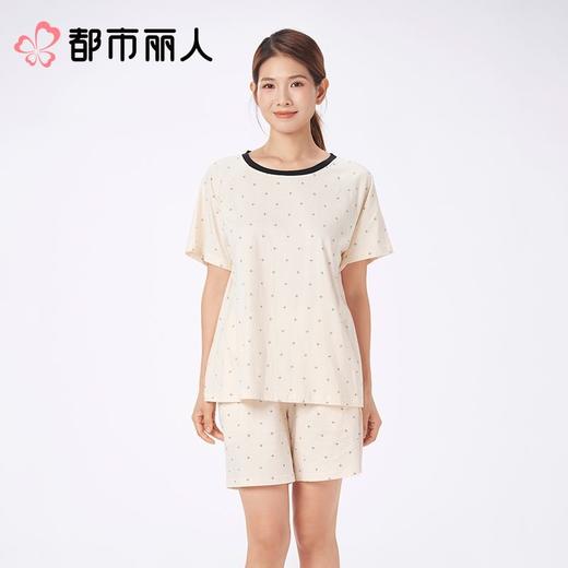 都市丽人睡衣女士睡衣薄家居服32支纯棉单面睡衣女士棉质短袖套装女装短袖短裤LHC2B2 商品图3