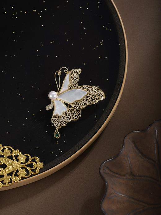 子佩集【蝶舞福临】珍珠惜王妃胸针【XXXZ275】镀金蝴蝶2602 商品图2