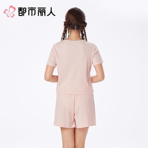 都市丽人睡衣女士睡衣家居服针织纯棉提花睡衣女士棉质短袖套装有杯垫女装短袖短裤LHC1A1 商品图2